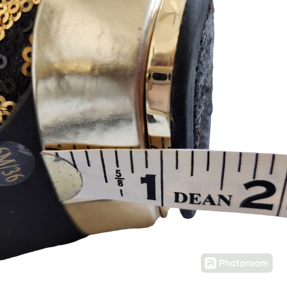 Vince Camuto Black & Gold Sequin Leopard Platform High Heels 6M - Picture 14 of 16